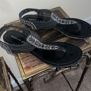 Madden Girl Black Rhinestone Sandals size 8.5